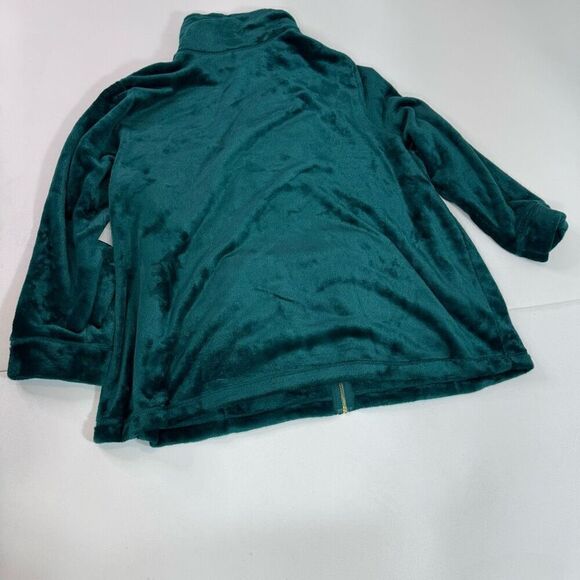 Catherine's Fleece Jacket Womens 3X Green Full Zip New Fuzzy Mock Neck - Picture 4 of 8